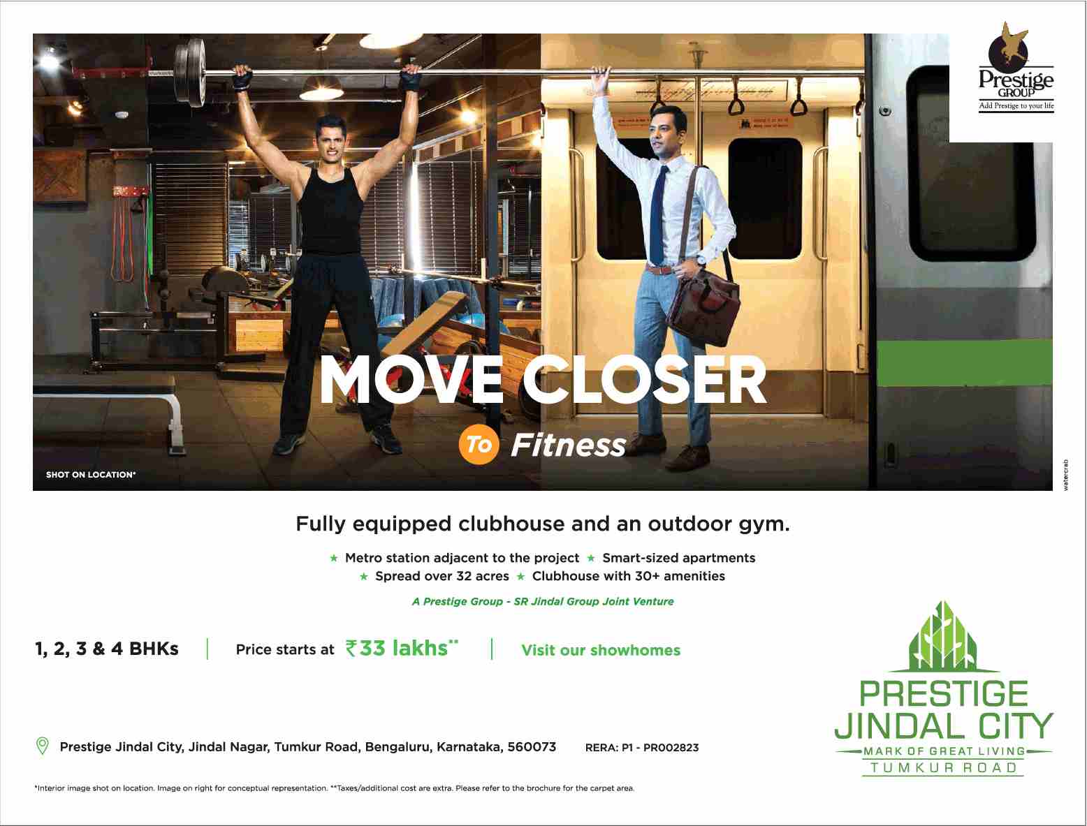 Move closer to fitness with fully equipped clubhouse &  outdoor gym at Prestige Jindal City in Bangalore